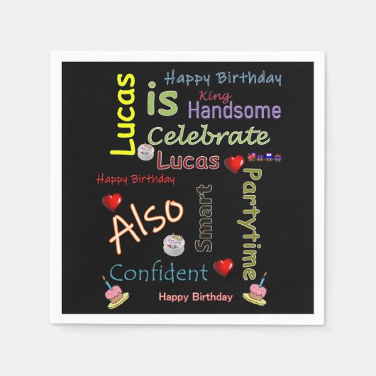 Happy Birthday Paper Napkins Lucas Serviette (Vorderseite)