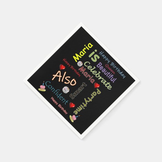 Happy Birthday Paper Napkins Maria Serviette (Ecke)