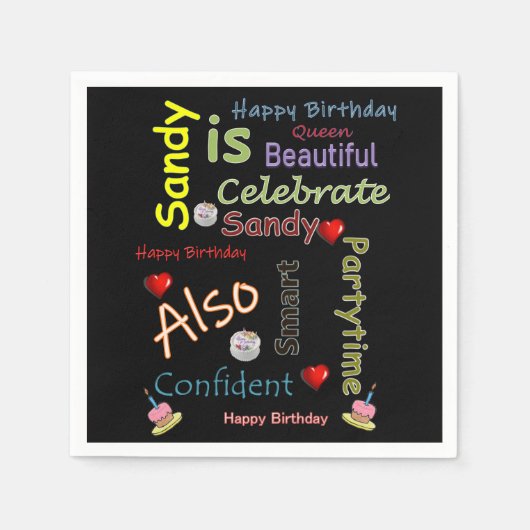 Happy Birthday Paper Napkins Sandy Serviette (Vorderseite)