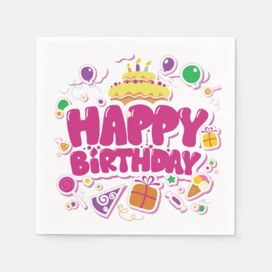 Happy Birthday Paper Napkins Serviette (Vorderseite)