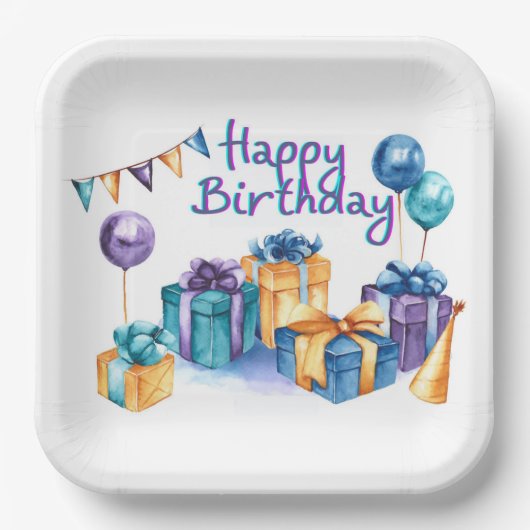 Happy Birthday Paper Plate Pappteller (Vorderseite)