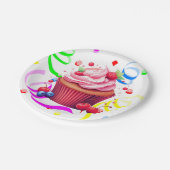 Happy Birthday Paper Plates Confetti Cupcake Pappteller (Schrägansicht)