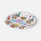 Happy Birthday Paper Plates Monkey Cupcake Pappteller (Schrägansicht)