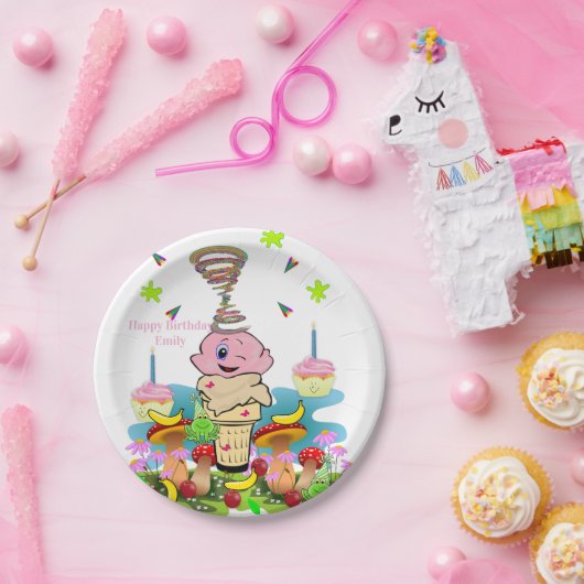 Happy Birthday Paper Plates Pink Cupcake Pappteller (Party)