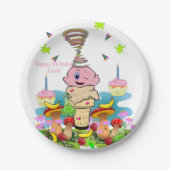 Happy Birthday Paper Plates Pink Cupcake Pappteller (Vorderseite)