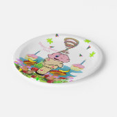 Happy Birthday Paper Plates Pink Cupcake Pappteller (Schrägansicht)