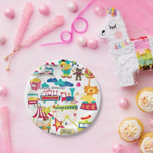 Happy Birthday Paper Tellers Karneval Circus Pappteller (Party)