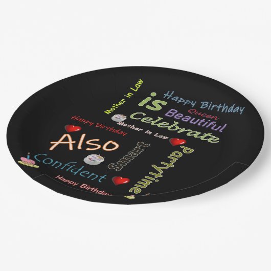 Happy Birthday Paper Tellers Mutter im Recht Pappteller (Schrägansicht)