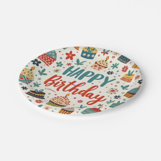 Happy Birthday Paper Tellers Pappteller (Schrägansicht)