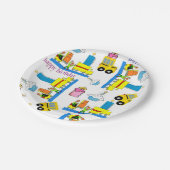 Happy Birthday Paper Tellers Trucks Bus Pappteller (Schrägansicht)