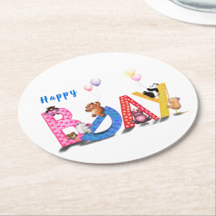 Happy Birthday Paper Untersetzer Baby Bears Party
