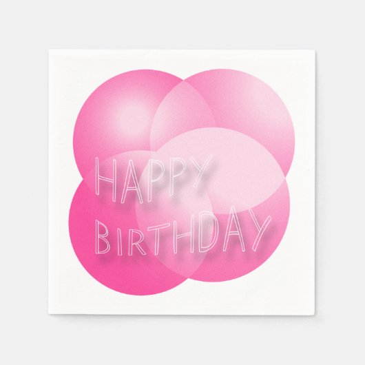 Happy Birthday Papier Servietten Rosa Blasen (Vorderseite)