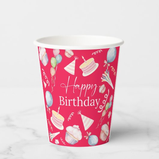 Happy Birthday Pappbecher (Vorderseite)