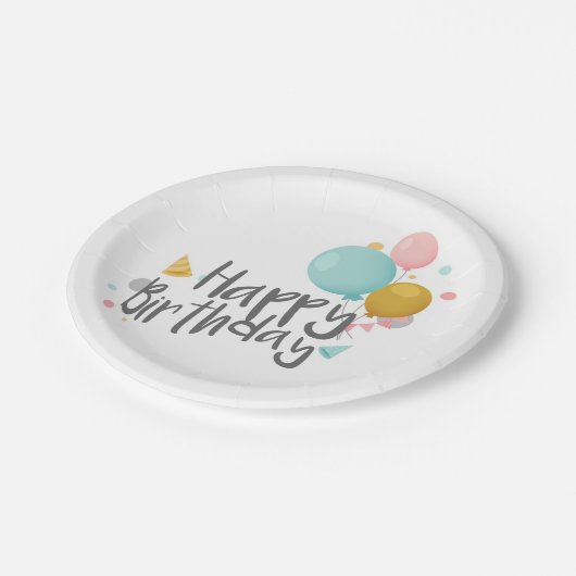 Happy Birthday Pappteller (Schrägansicht)