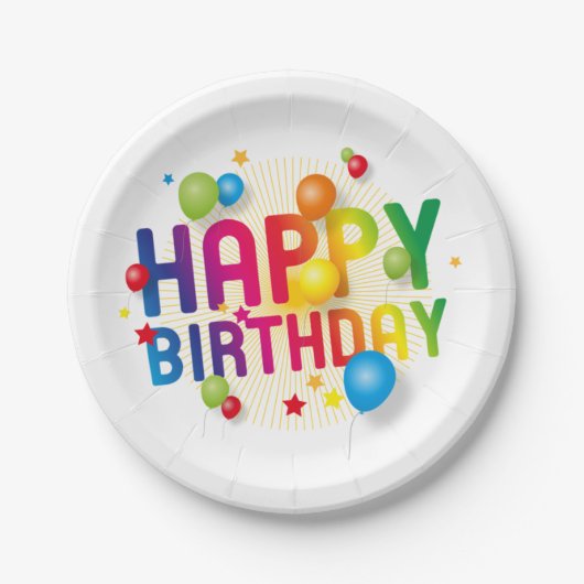 Happy Birthday Pappteller (Vorderseite)