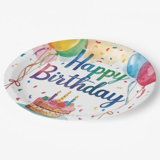 Happy Birthday Pappteller (Schrägansicht)