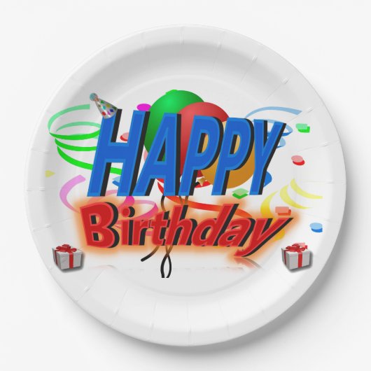 Happy Birthday Pappteller (Vorderseite)