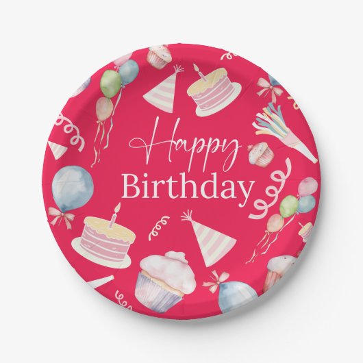 Happy Birthday Pappteller (Vorderseite)