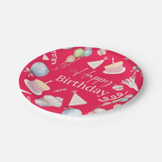 Happy Birthday Pappteller (Schrägansicht)