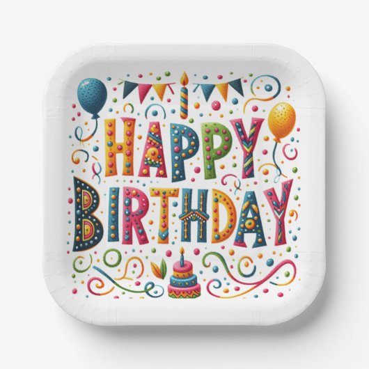 Happy Birthday Pappteller (Vorderseite)