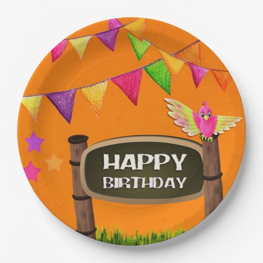 Happy Birthday Pappteller (Vorderseite)