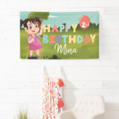 Happy Birthday Park Girl Picnic Party Banner (Insitu)