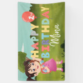 Happy Birthday Park Girl Picnic Party Banner (Vertikal)