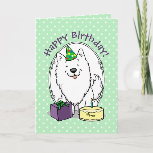 Happy Birthday Party American Eskimo Dog Eskie Karte (Vorderseite)
