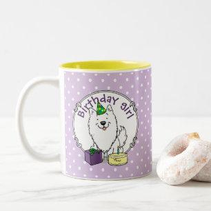 Happy Birthday Party American Eskimo Dog Eskie Zweifarbige Tasse