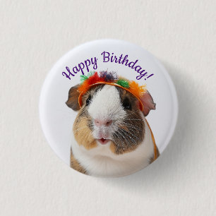 Happy Birthday - Party Animal Guinea Pig #2 Button