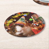 Happy Birthday - Party Animal Guinea Pig Runder Pappuntersetzer (Angewinkelt)