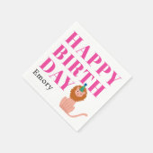 Happy Birthday Party Animal Lion with Name Serviette (Ecke)