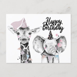 Happy Birthday Party Animals Postkarte