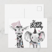 Happy Birthday Party Animals Postkarte (Vorne/Hinten)