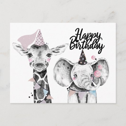 Happy Birthday Party Animals Postkarte (Vorderseite)