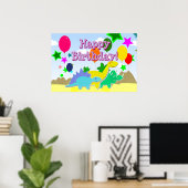 Happy Birthday Party Balloons Dinosaurs Poster (Heimbüro)