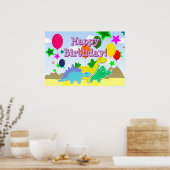 Happy Birthday Party Balloons Dinosaurs Poster (Küche)