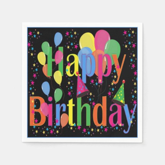 Happy Birthday Party Balloons Napkins Serviette (Vorderseite)