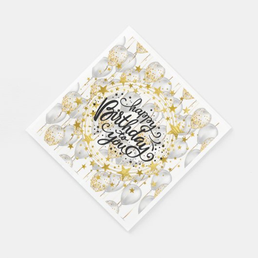 Happy Birthday Party Balloons Napkins Serviette (Ecke)