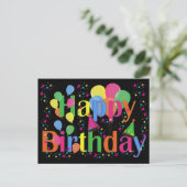 Happy Birthday Party Balloons Postkarte (Stehend Vorderseite)