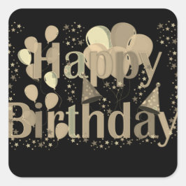 Happy Birthday Party Balloons Quadratischer Aufkleber