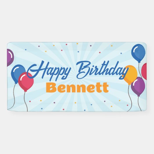 Happy Birthday Party Banner Signieren mit Balloons (Horizontal)