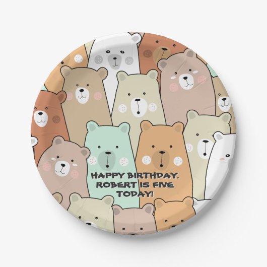 Happy Birthday Party Bears Pappteller (Vorderseite)