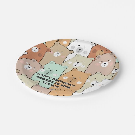 Happy Birthday Party Bears Pappteller (Schrägansicht)