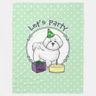 Happy Birthday (Party) Bichon Frise Hund - Niedlic Fleecedecke