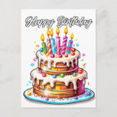 Happy Birthday Party Cake Postkarte (Vorderseite)