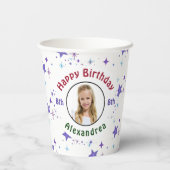 Happy Birthday Party Child Foto Stars Personalisie Pappbecher (Rückseite)