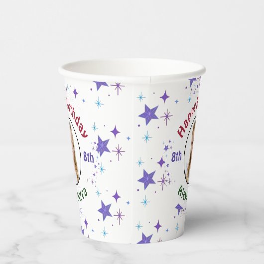 Happy Birthday Party Child Foto Stars Personalisie Pappbecher (Rechts)