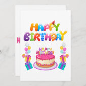 Happy Birthday Party Confetti Einladung (Vorne/Hinten)