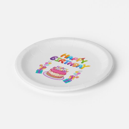 Happy Birthday Party Confetti Paper Tellers Pappteller (Schrägansicht)